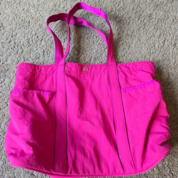 Lululemon Daily Multipocket Tote Yoga Gym Bag Hot Pink Nylon - Picture 1 of 12